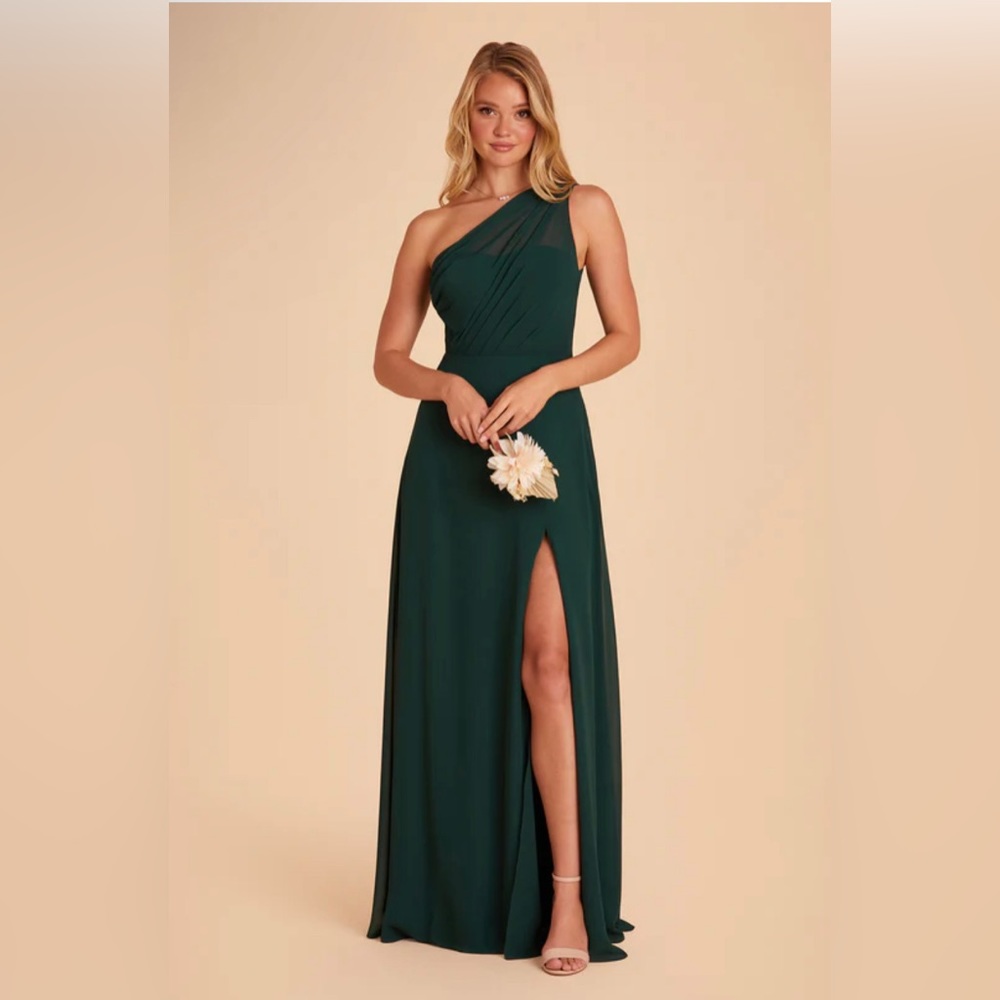 Birdy Grey emerald green sheer dress one shoulder